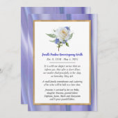 White Rose Lavender Death Announccard Ankündigung (Vorne/Hinten)