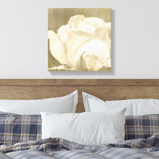 White Rose Liebe Leinwanddruck (Insitu (Schlafzimmer))