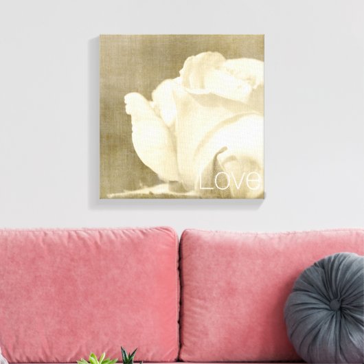 White Rose Liebe Leinwanddruck (Insitu (Wohnzimmer))