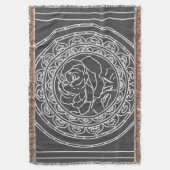 White Rose Mandala - Throw Blanket Decke (Vorderseite Vertikal)