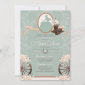 White Rose Mint Elegante Charro Western Quinceaner Einladung (Vorderseite)
