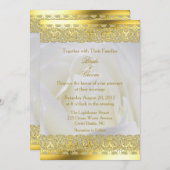 White Rose mit Gold Lace Hochzeit Einladung (Vorne/Hinten)
