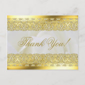 White Rose mit Gold Lace Hochzeit Postkarte (Vorderseite)