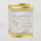 White Rose mit Gold Lace Hochzeit RSVP Karte (Vorne/Hinten)