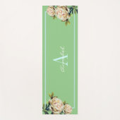 White Rose mit Monogramm aquamarin Yogamatte (Vorderseite)