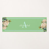 White Rose mit Monogramm aquamarin Yogamatte (Vorderseite (Horizontal))