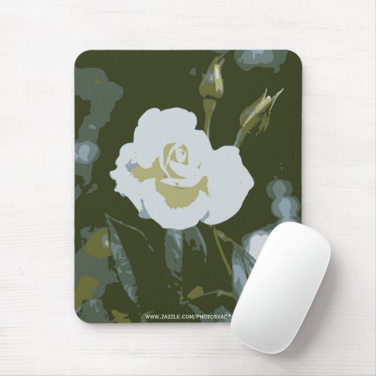 White Rose Mousepad (Mit Mouse)