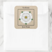 White Rose of York Buchzeichen Quadratischer Aufkleber (Tasche)
