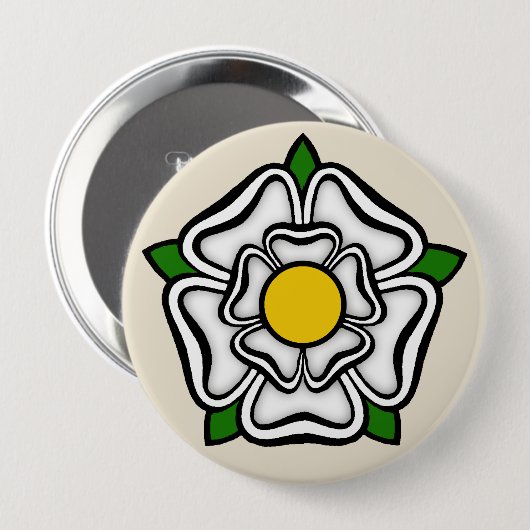 White Rose of York, England Emblem of Royalty Button (Vorne & Hinten)