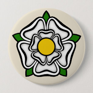 White Rose of York, England Emblem of Royalty Button