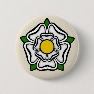 White Rose of York, England Emblem of Royalty Button