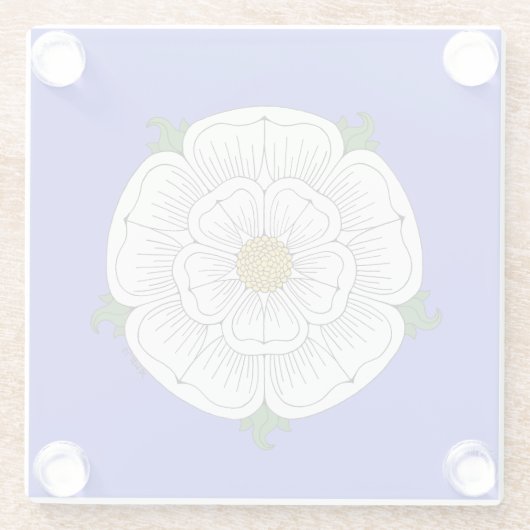 White Rose of York Glass Untersetzer (Rückseite)