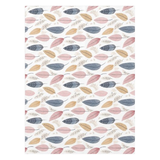 White Rose Orange Blue Boho Blätter Tischdecke (Vorderseite)