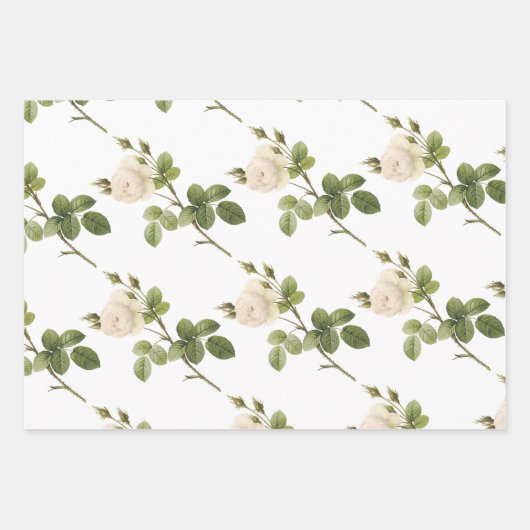 White Rose Pattern Geschenkpapier Set (Vorderseite)