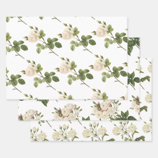 White Rose Pattern Geschenkpapier Set (Set)