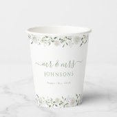 White Rose Peony Flower Wedding Paper Cups Pappbecher (Rückseite)