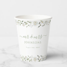 White Rose Peony Flower Wedding Paper Cups Pappbecher