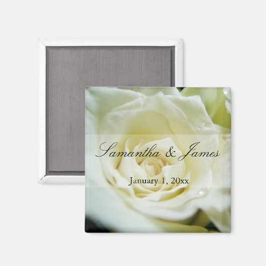 White Rose Personal Wedding Magnet (Vorderseite/Rückseite)