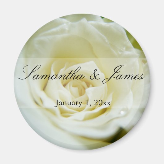 White Rose Personal Wedding Magnet (Vorne)
