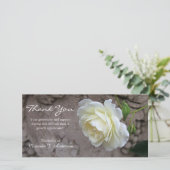 White rose photo floral sympathy dankeskarte (Stehend Vorderseite)