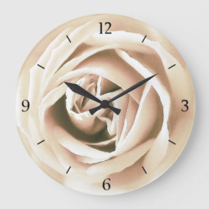 White rose print große wanduhr