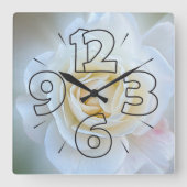 White Rose Quadratische Wanduhr (Vorderseite)