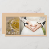 White Rose, Ring and Pearls Wedding Vielen Dank Dankeskarte (Vorne/Hinten)