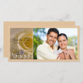 White Rose, Ring und Perlen Hochzeit Speichern Sie Save The Date (Vorne/Hinten)