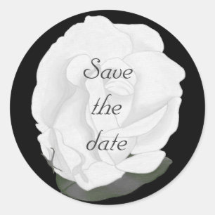 White Rose Save the Date Stickers
