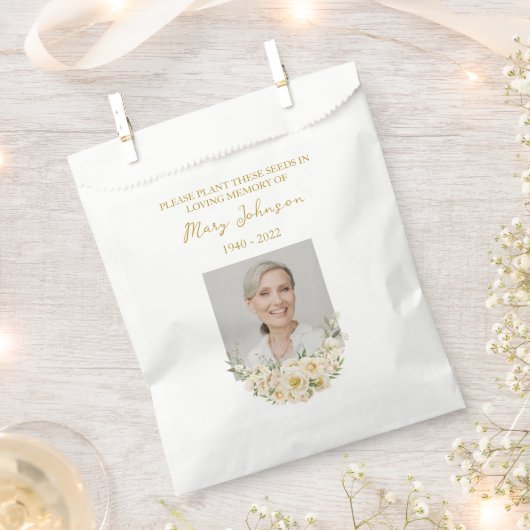 White rose Seed Packet Memorial Funeral Favor Bag Geschenktütchen (Ausgeschnitten)
