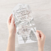 White Rose Silhouette All In One Einladung (Abreißen)