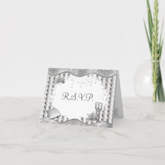 White Rose Silver Heart UAWG Wedding Card Einladung