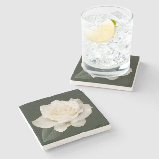 White Rose Steinuntersetzer (Seitenansicht)