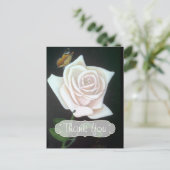 White Rose und Butterfly Danke Postkarte (Stehend Vorderseite)