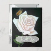 White Rose und Butterfly Danke Postkarte (Vorne/Hinten)