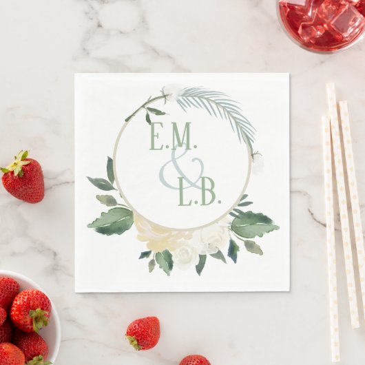 White Rose und Gold Boho Serviette (Beispiel)