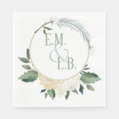 White Rose und Gold Boho Serviette (Vorderseite)