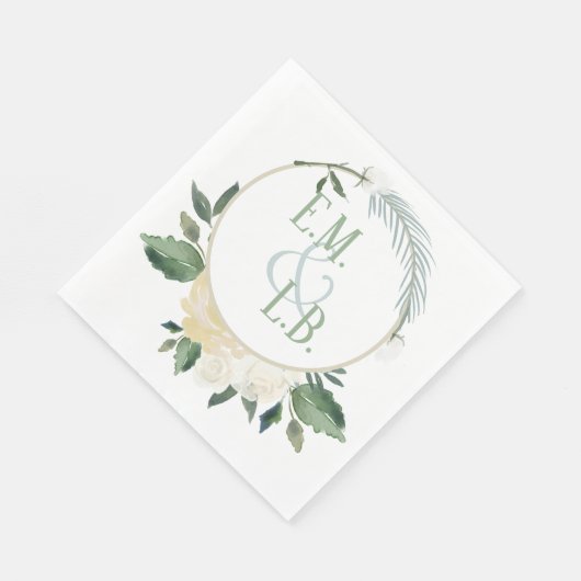 White Rose und Gold Boho Serviette (Ecke)