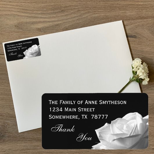 White Rose Vielen Dank Adressaufkleber