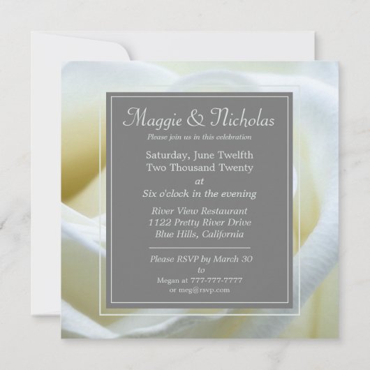 White Rose Wedding Einladung (Rückseite)