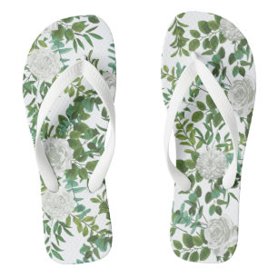 White Rose Wedding Floral Classic Badesandalen