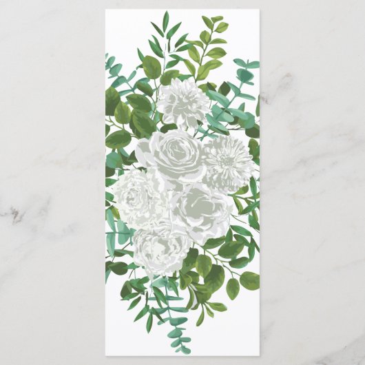 White Rose Wedding Floral Classic Menükarte (Rückseite)