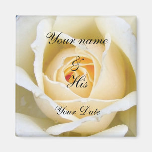 White Rose Wedding Magnet