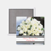 White Rose Wedding Magnet Gefallen Template (Vorderseite/Rückseite)