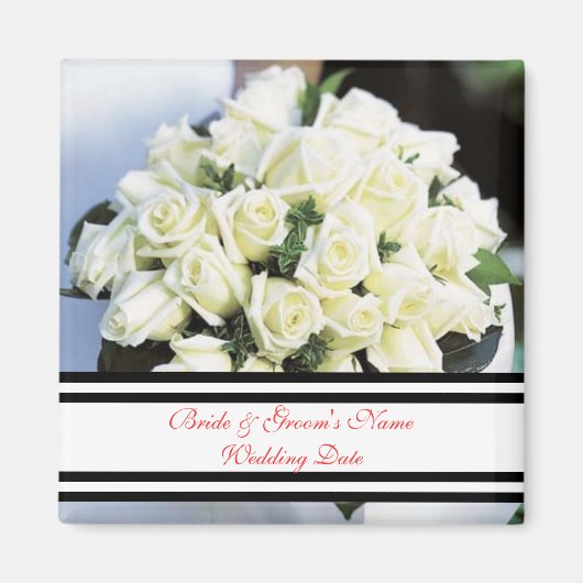 White Rose Wedding Magnet Gefallen Template (Vorne)