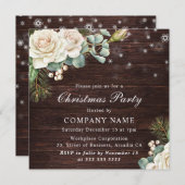 White Rose Weihnachten Party für Watercolor Einladung (Vorne/Hinten)