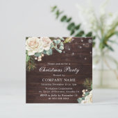 White Rose Weihnachten Party für Watercolor Einladung (Stehend Vorderseite)