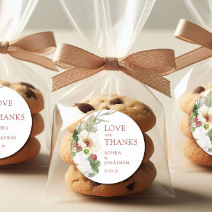 White Rose Wild Strawberry Wedding Vielen Dank Runder Aufkleber