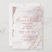 White & Rosen Gold Brunch & Bubbly Brautparty Einladung (Vorderseite)