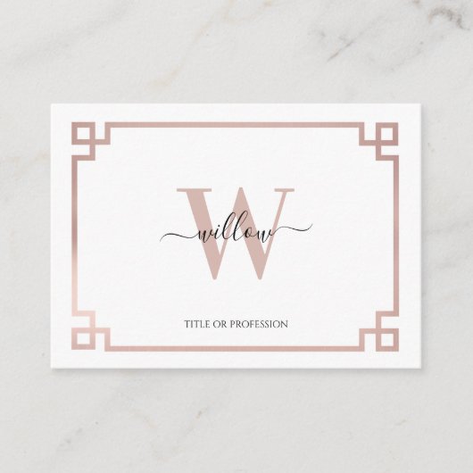 White & Rosen Gold Pink, griechische Social Media Visitenkarte (Vorderseite)